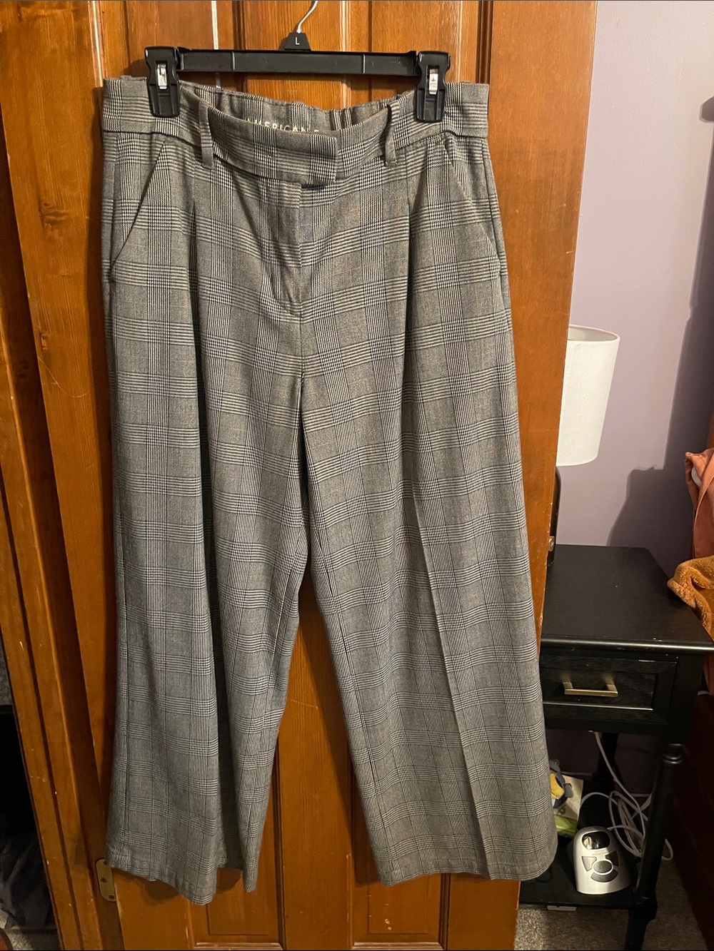 American Eagle Outfitters Plaid Wide-Leg Trousers